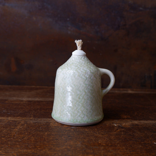 白磁縄文オイルランプ 緑