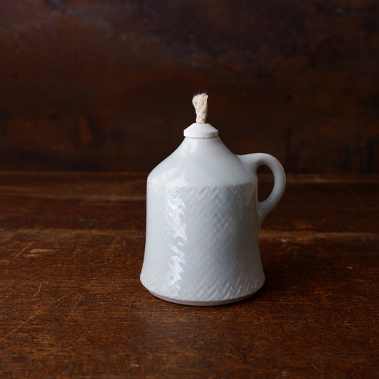 白磁縄文オイルランプ 白