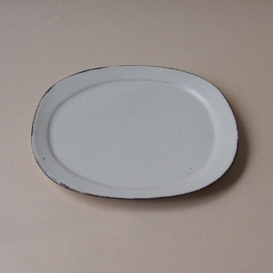 白楕円リム皿