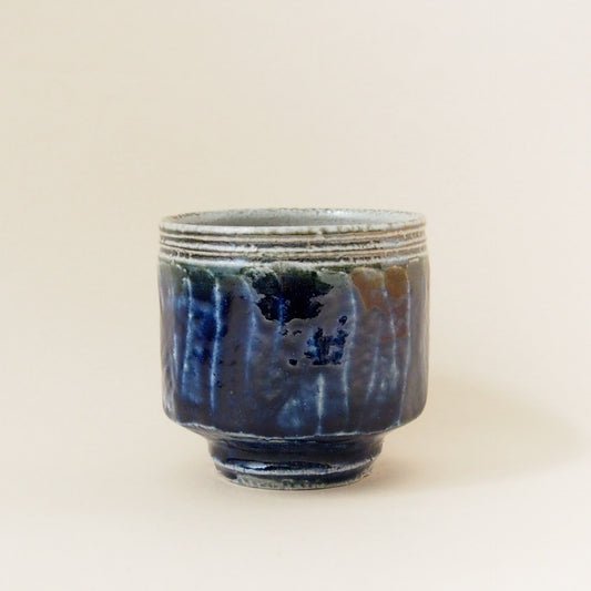 藍鉄塩釉面取湯呑一対