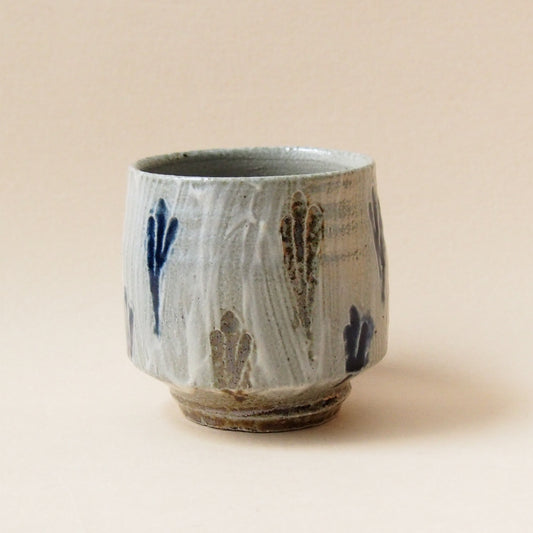 藍鉄塩釉鎬湯呑一対