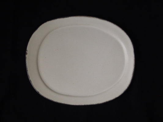白 楕円リム皿