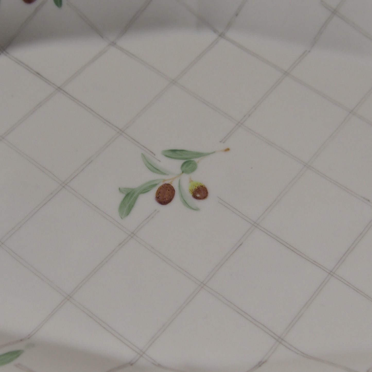花形深皿オーバル(オリーブ/チェック)