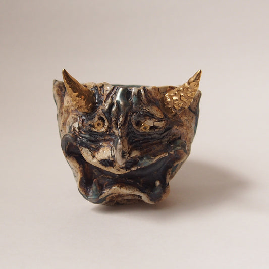 鬼裂文金彩般若ぐい呑