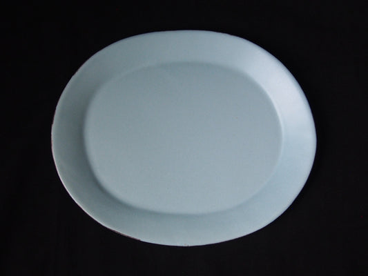 淡青 楕円リム大皿