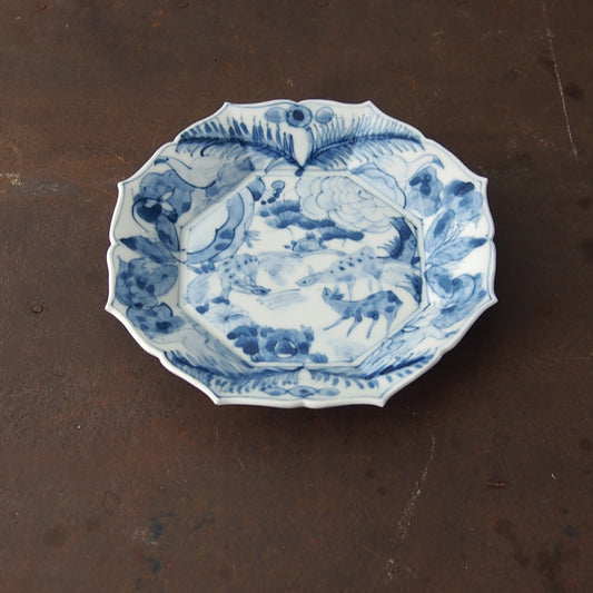 49 染付面取稜花皿中 | 宮田竜司