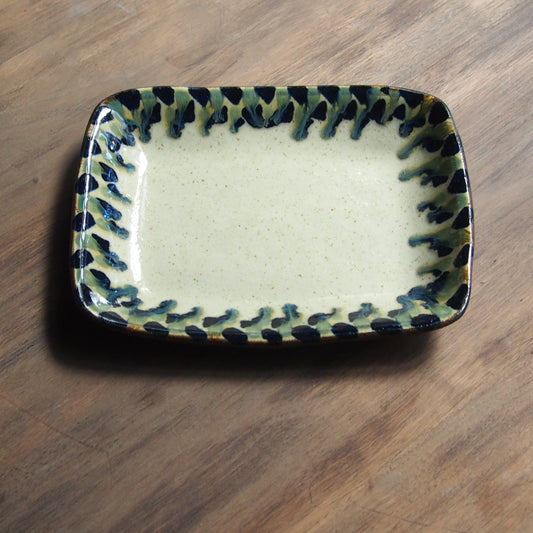 二彩(緑)四角皿(大)