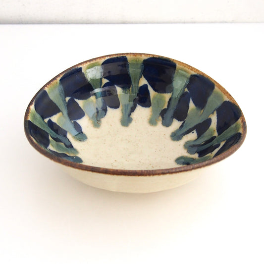 二彩大柄(緑)楕円鉢