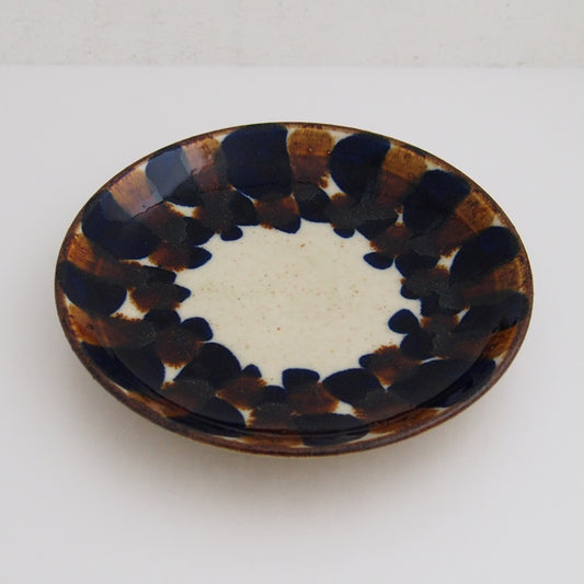 二彩大柄(茶)7寸皿