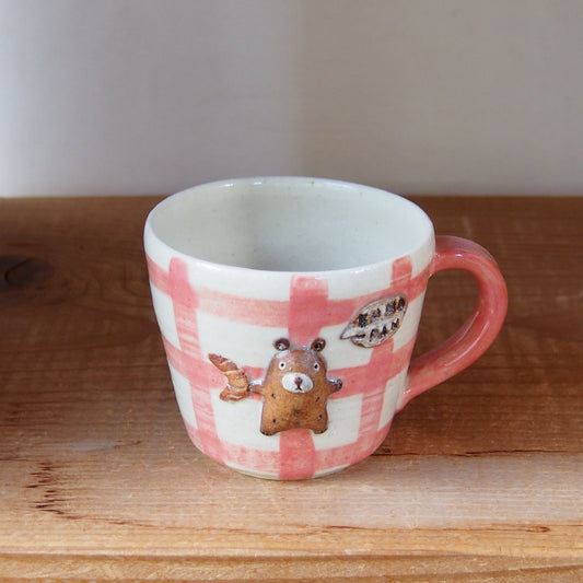 17 チェック柄くまパンマグ(小) | 我妻なおり