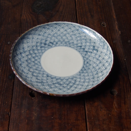 16 染付七宝つなぎ文8寸皿 | 志村和晃