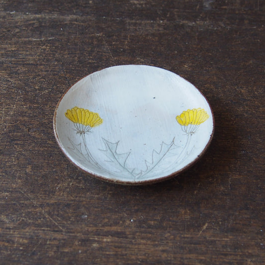 加彩 丸平皿 小2-1 たんぽぽ