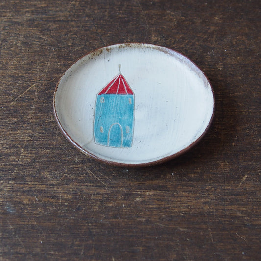 加彩 丸平皿 小2-2家