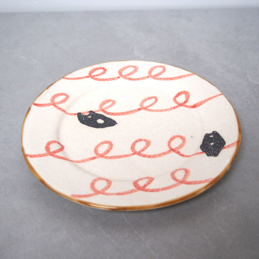 8　粉引ケーキ皿(ぐるぐる) | 加藤美紀子