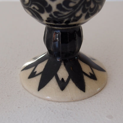 6-2　ゴブレット（白黒の花柄） | 川島いずみ