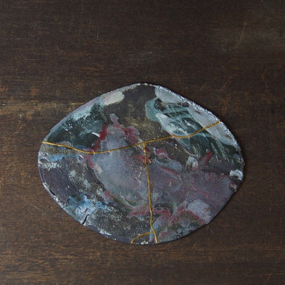 50 flat plate 炭化（金継ぎ/漆） | 紫蓮