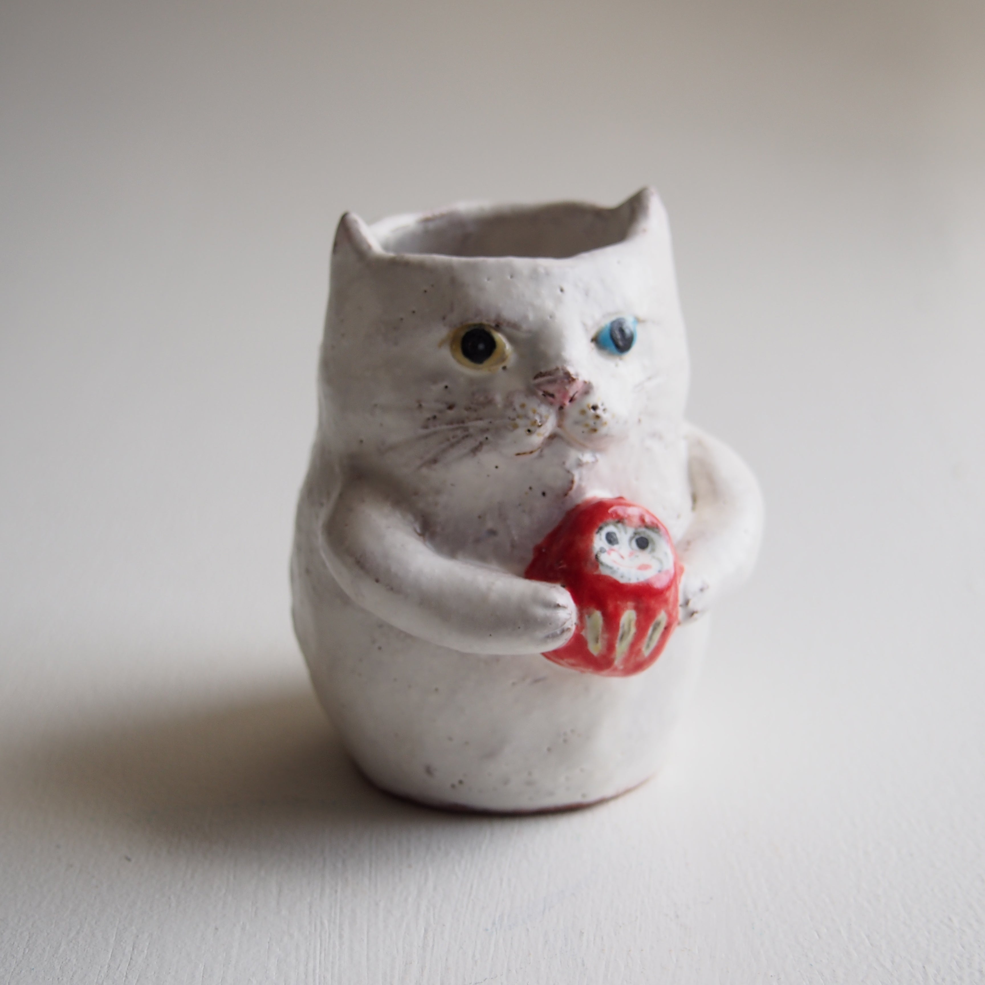 松浦コータロー 九谷手扇猫文レンゲ小付 レンゲ ネコ 新品未使用 松浦