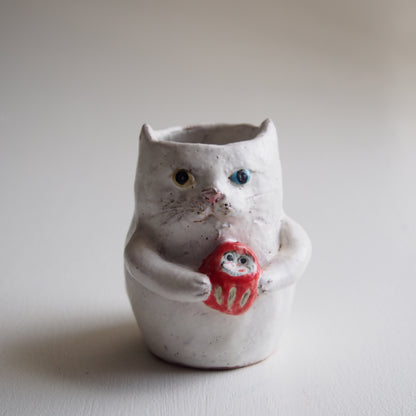 2 ねこ花入れ（中）縁起物 | 松浦 唱子