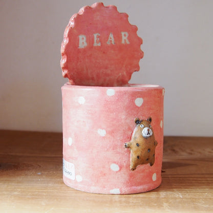 26　チェック柄くま缶(大) | 我妻なおり