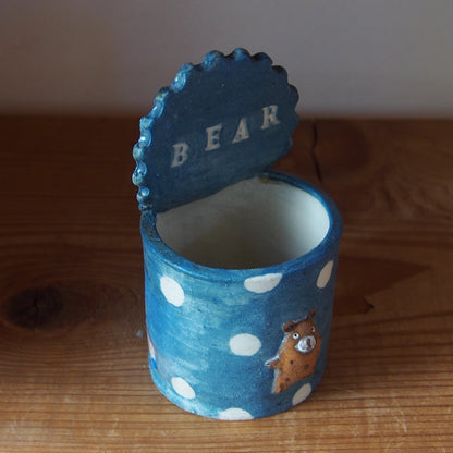 26　チェック柄くま缶(大) | 我妻なおり