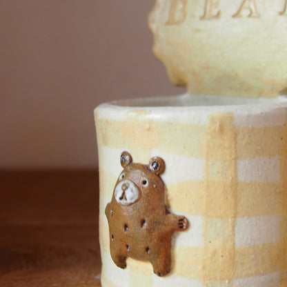 26　チェック柄くま缶(大) | 我妻なおり