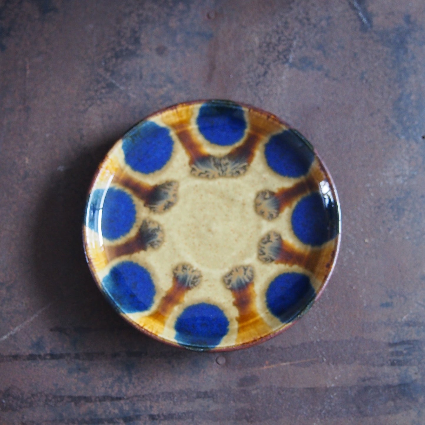 16 安南 青・飴 7寸皿 | 遠藤 太郎