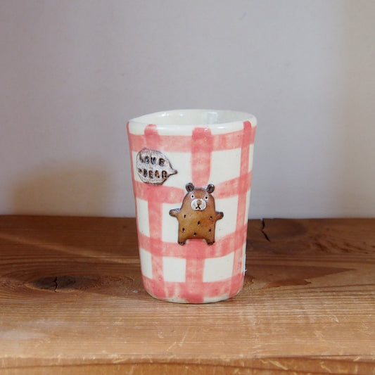 18　チェック柄くまパンフリーカップ | 我妻なおり
