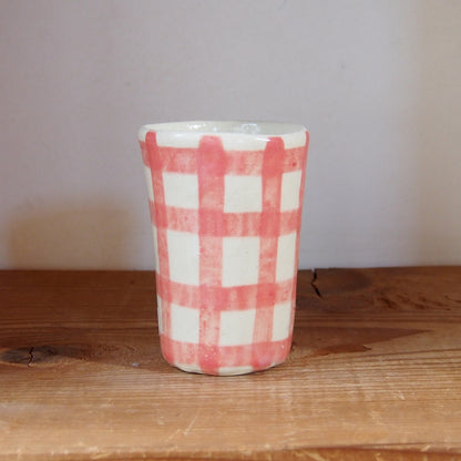 18　チェック柄くまパンフリーカップ | 我妻なおり