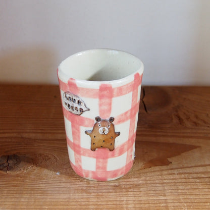 18　チェック柄くまパンフリーカップ | 我妻なおり