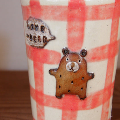 18　チェック柄くまパンフリーカップ | 我妻なおり