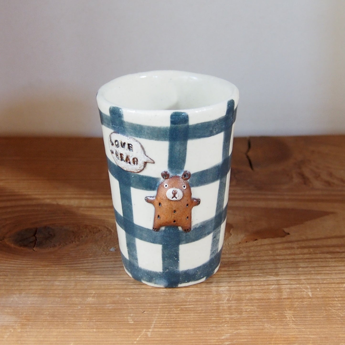 18　チェック柄くまパンフリーカップ | 我妻なおり
