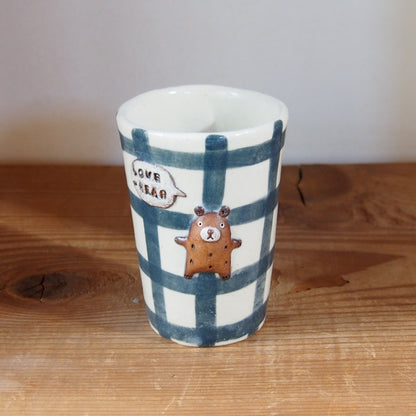 18　チェック柄くまパンフリーカップ | 我妻なおり