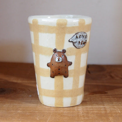 18　チェック柄くまパンフリーカップ | 我妻なおり