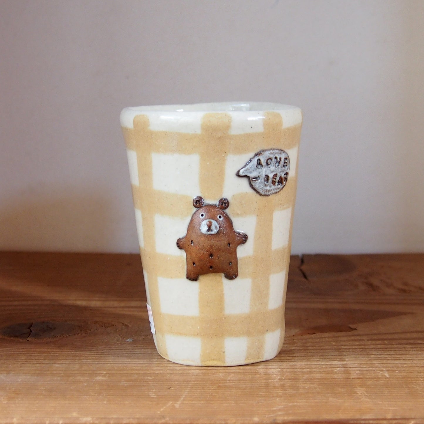 18　チェック柄くまパンフリーカップ | 我妻なおり
