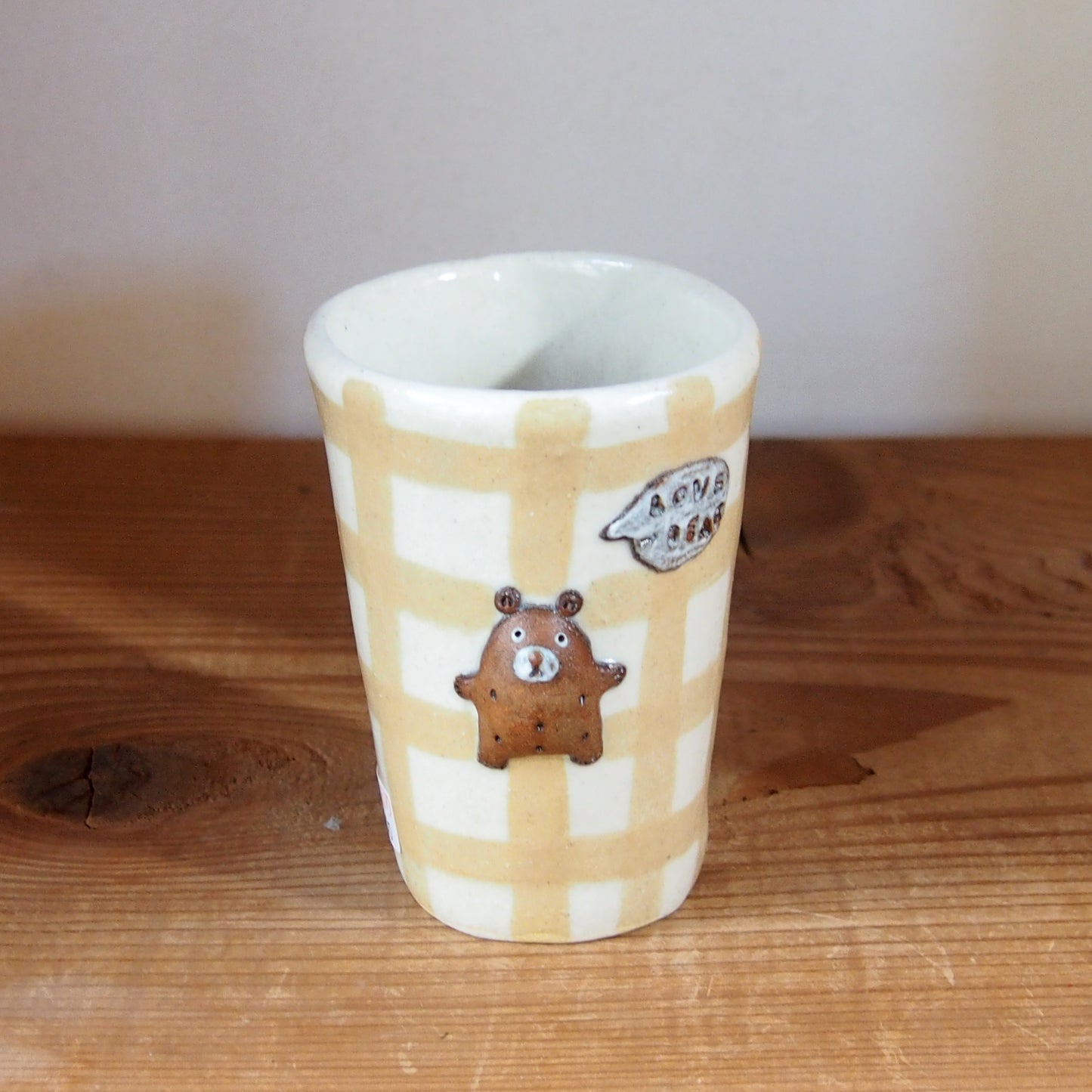 18　チェック柄くまパンフリーカップ | 我妻なおり