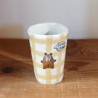 18　チェック柄くまパンフリーカップ | 我妻なおり