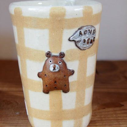 18　チェック柄くまパンフリーカップ | 我妻なおり