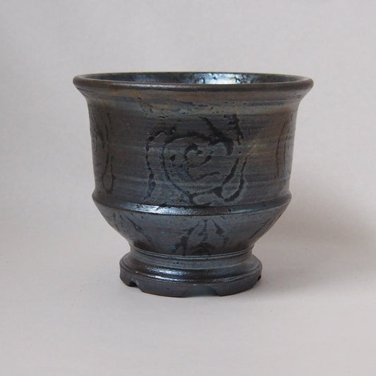 気流文黒銀plant pot