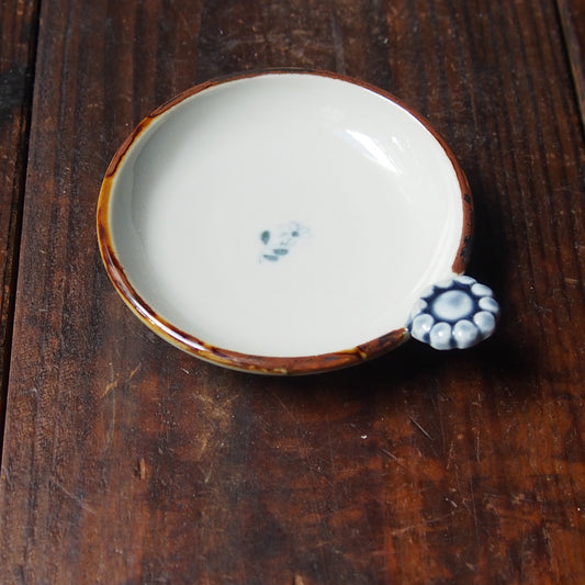 56　染付瑠璃手付き豆皿A | 志村和晃