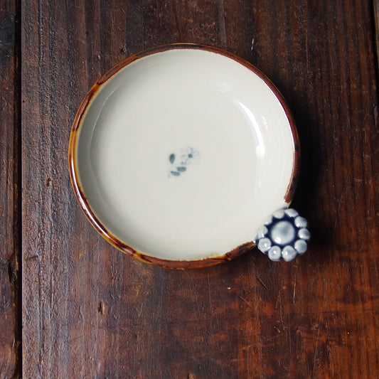 56　染付瑠璃手付き豆皿A | 志村和晃