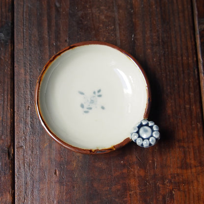 57　染付瑠璃手付き豆皿B | 志村和晃