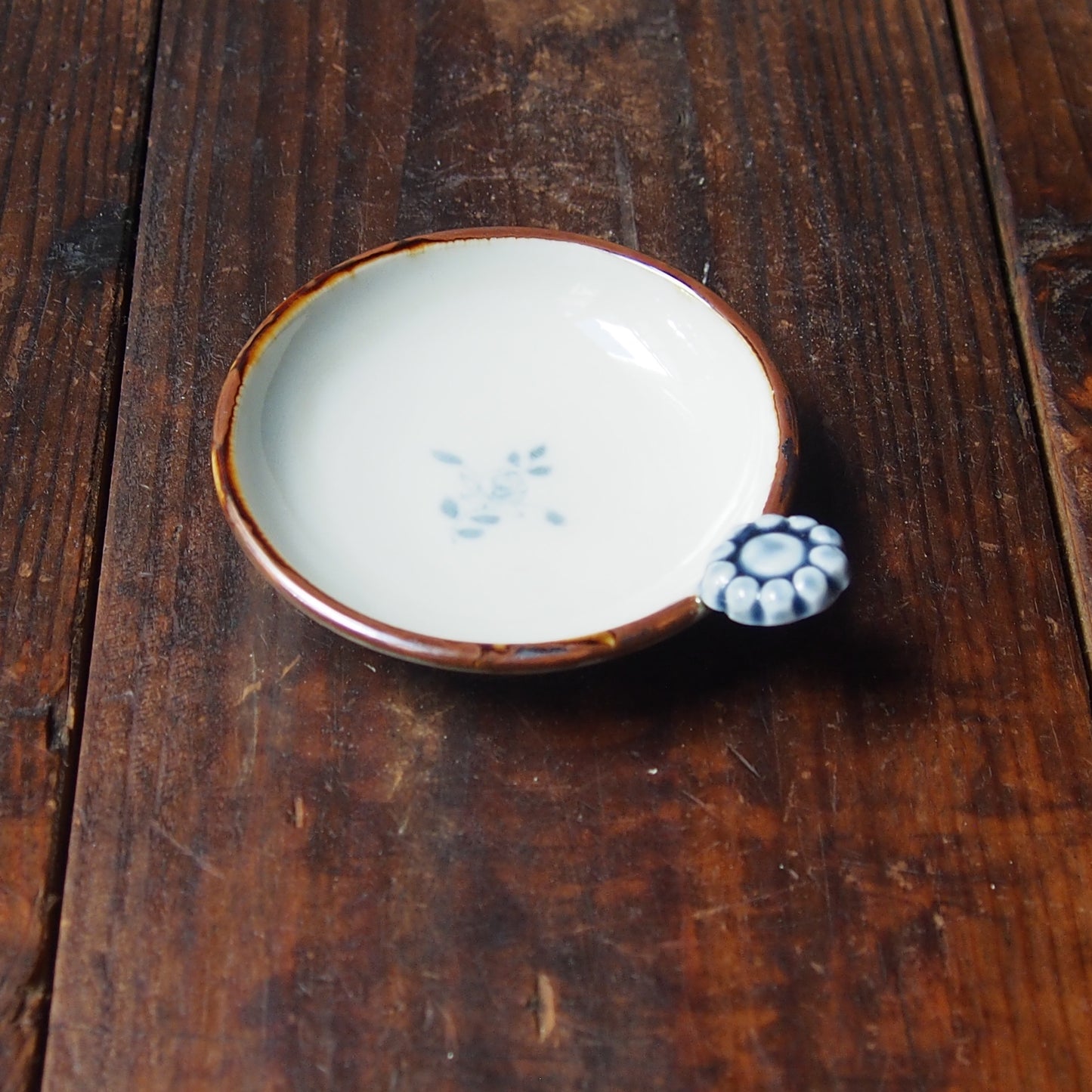 57　染付瑠璃手付き豆皿B | 志村和晃