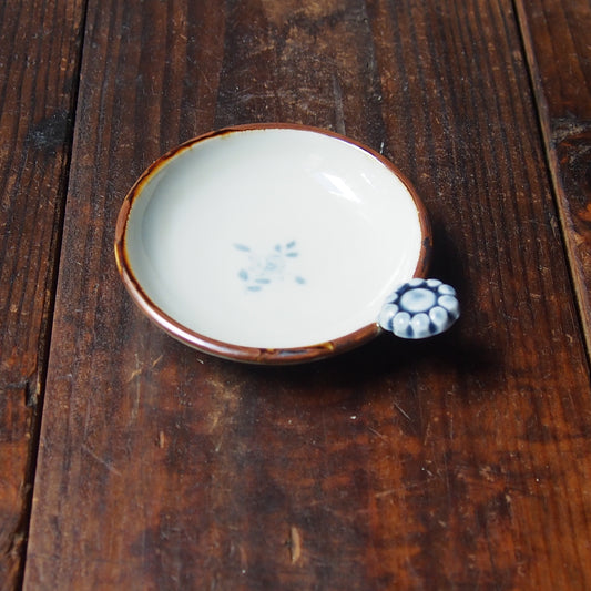 57　染付瑠璃手付き豆皿B | 志村和晃