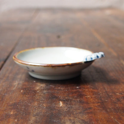 57　染付瑠璃手付き豆皿B | 志村和晃