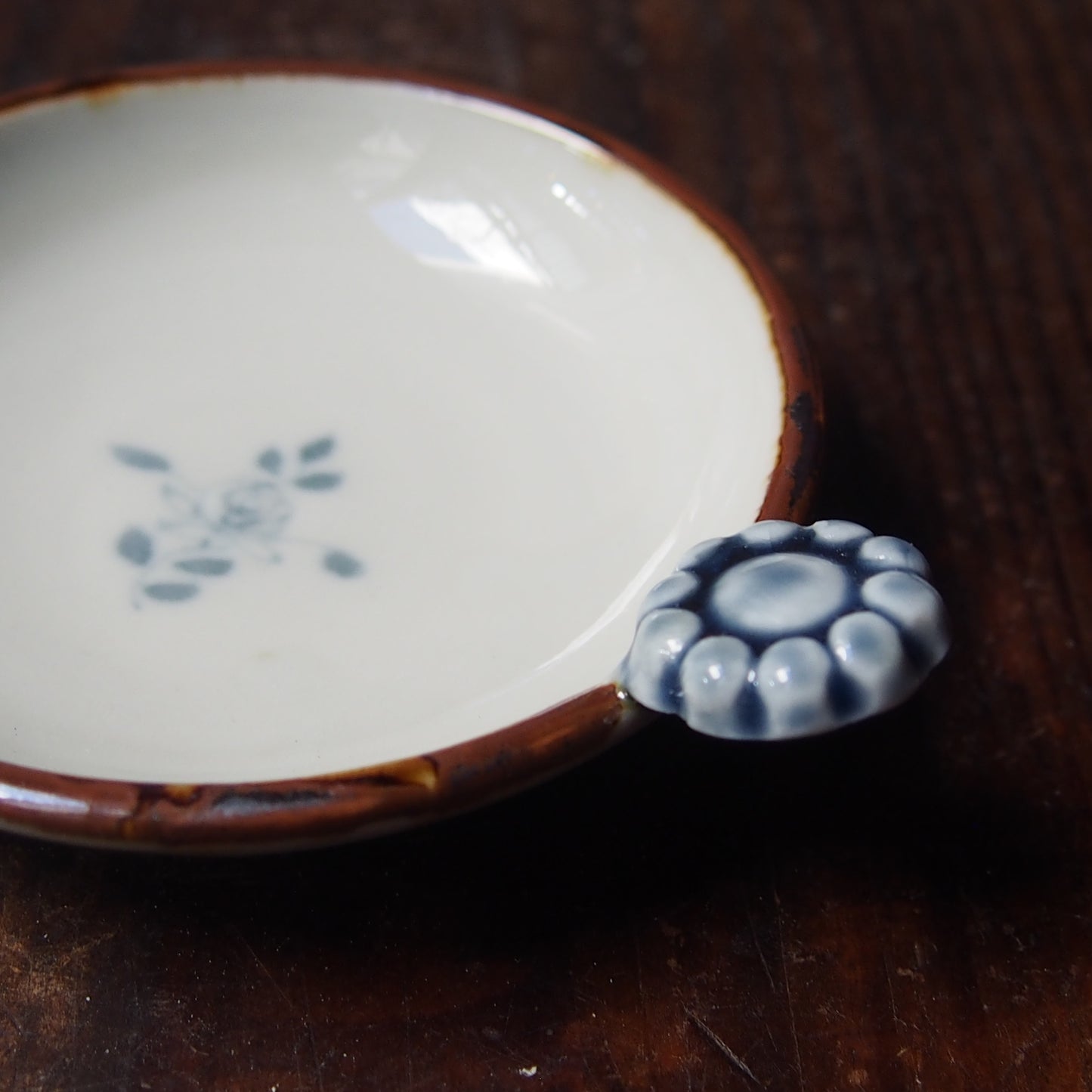 57　染付瑠璃手付き豆皿B | 志村和晃