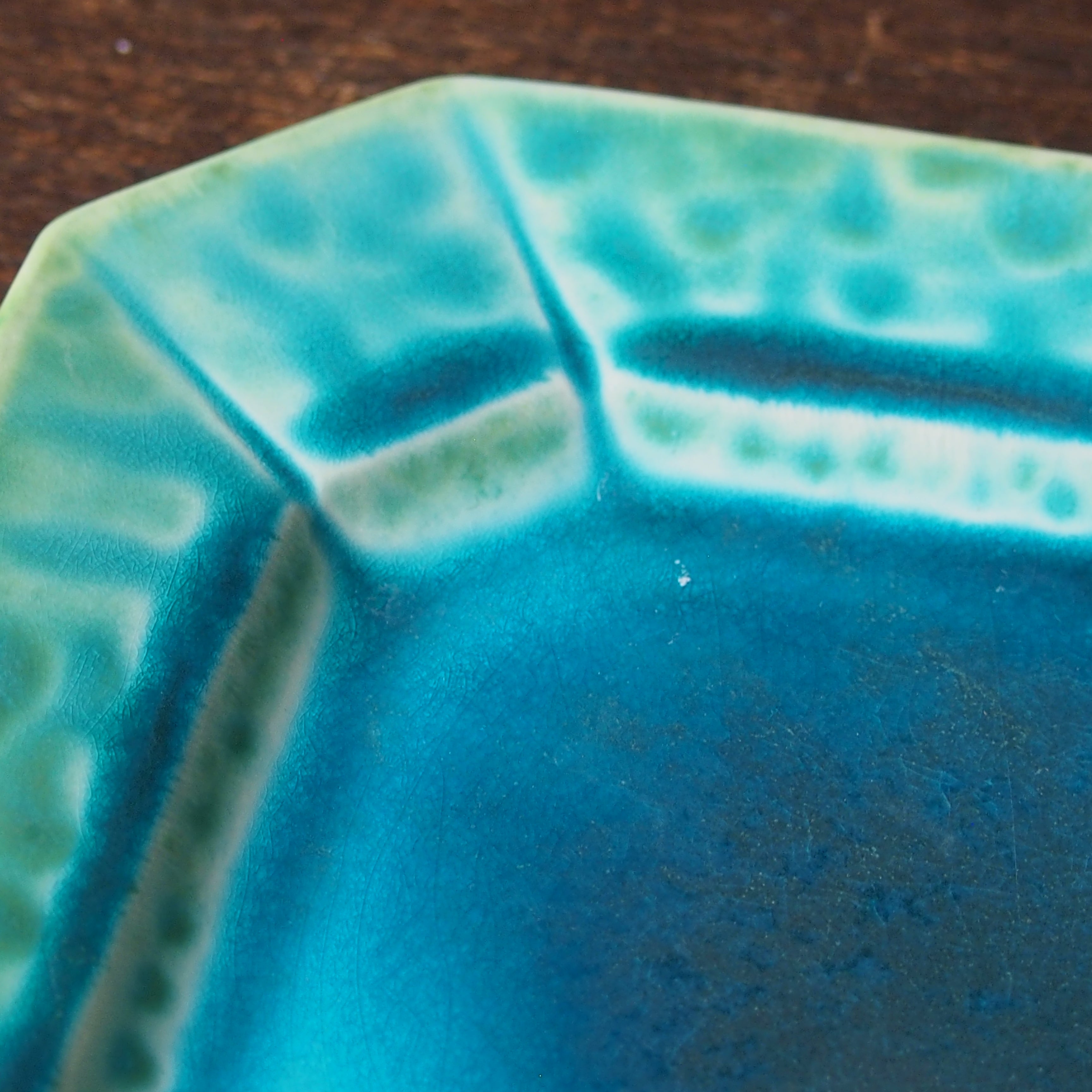 梅本勇　水色と黄色の八角形皿2枚セット 梅本勇 水色と黄色の八角形皿2枚セット